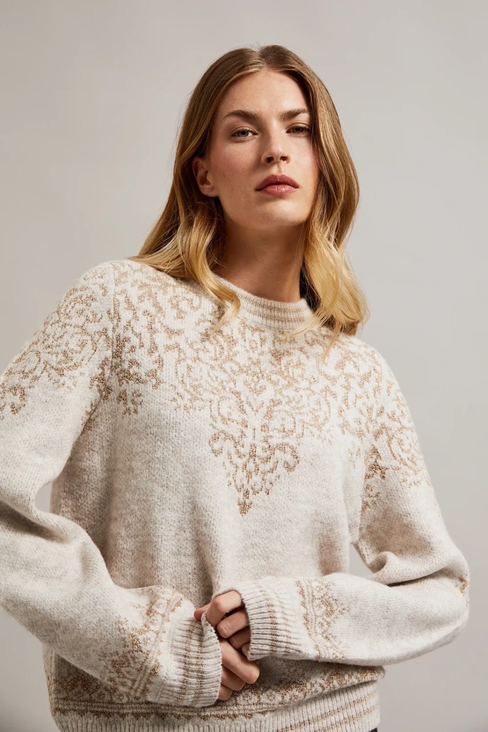 Marisse Women&#039;s Sweater Z-Sw-4551 Beige Mel