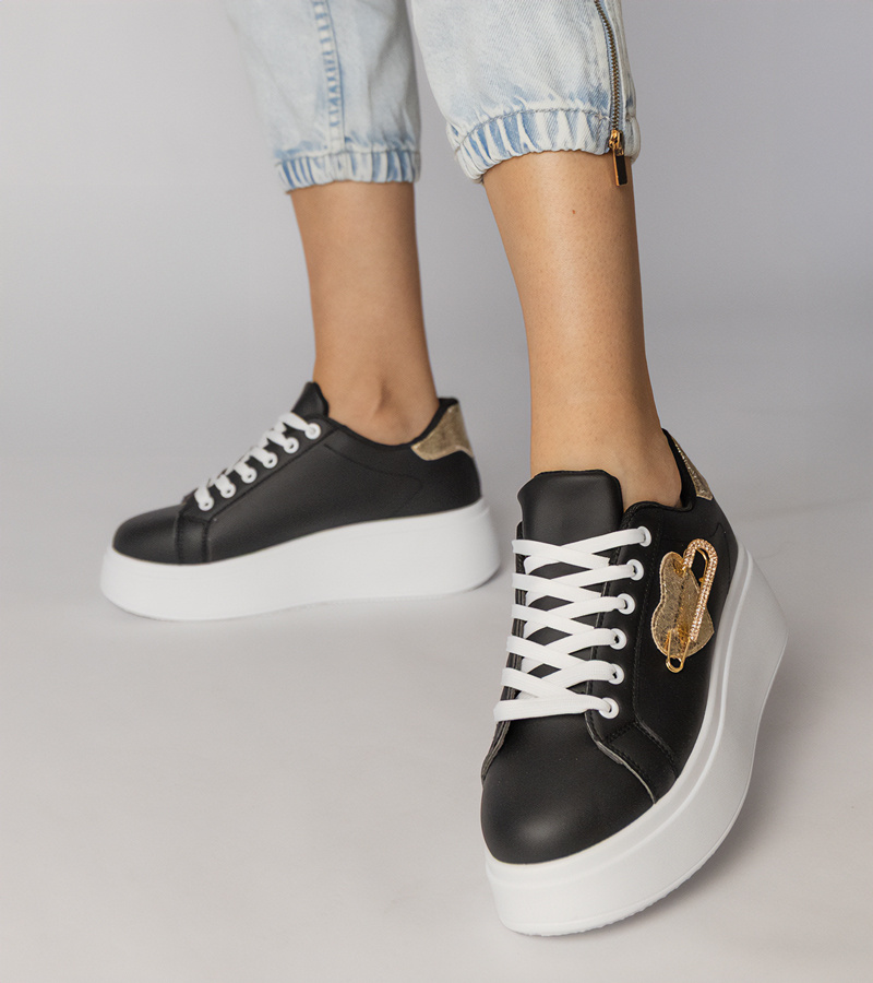 marka niezdefiniowana Black platform espadrille sandals Panola