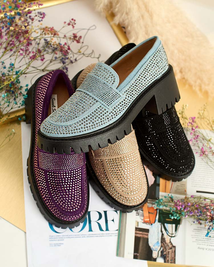 Resti Women's moccasins with zircons Epolls