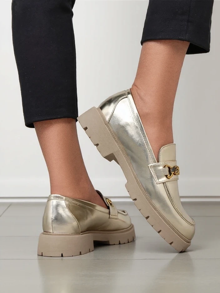 Resti Women's moccasins gold-plated Goldlove