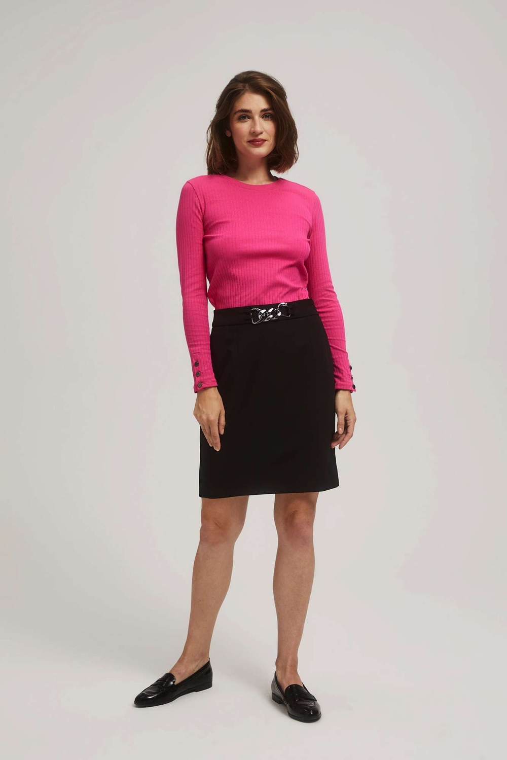 Marisse Ribbed Fuchsia Blouse