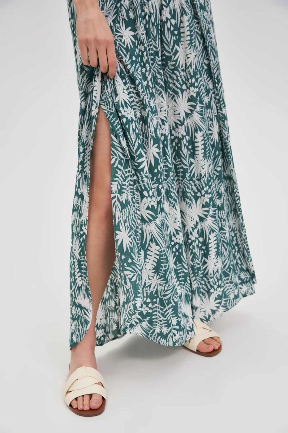 Marisse Patterned Green Viscose Trousers