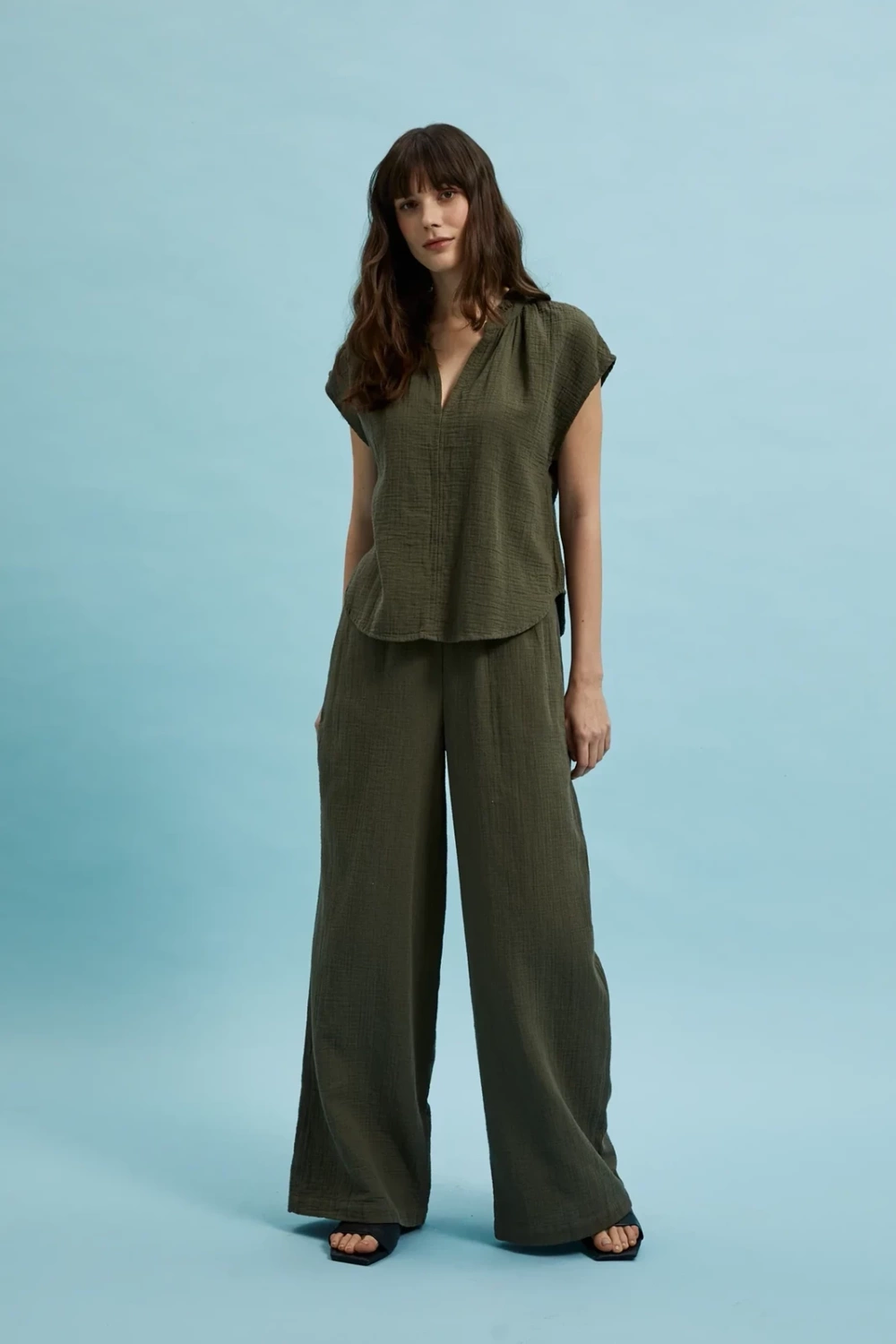 Women's summer trousers MOODO - khaki