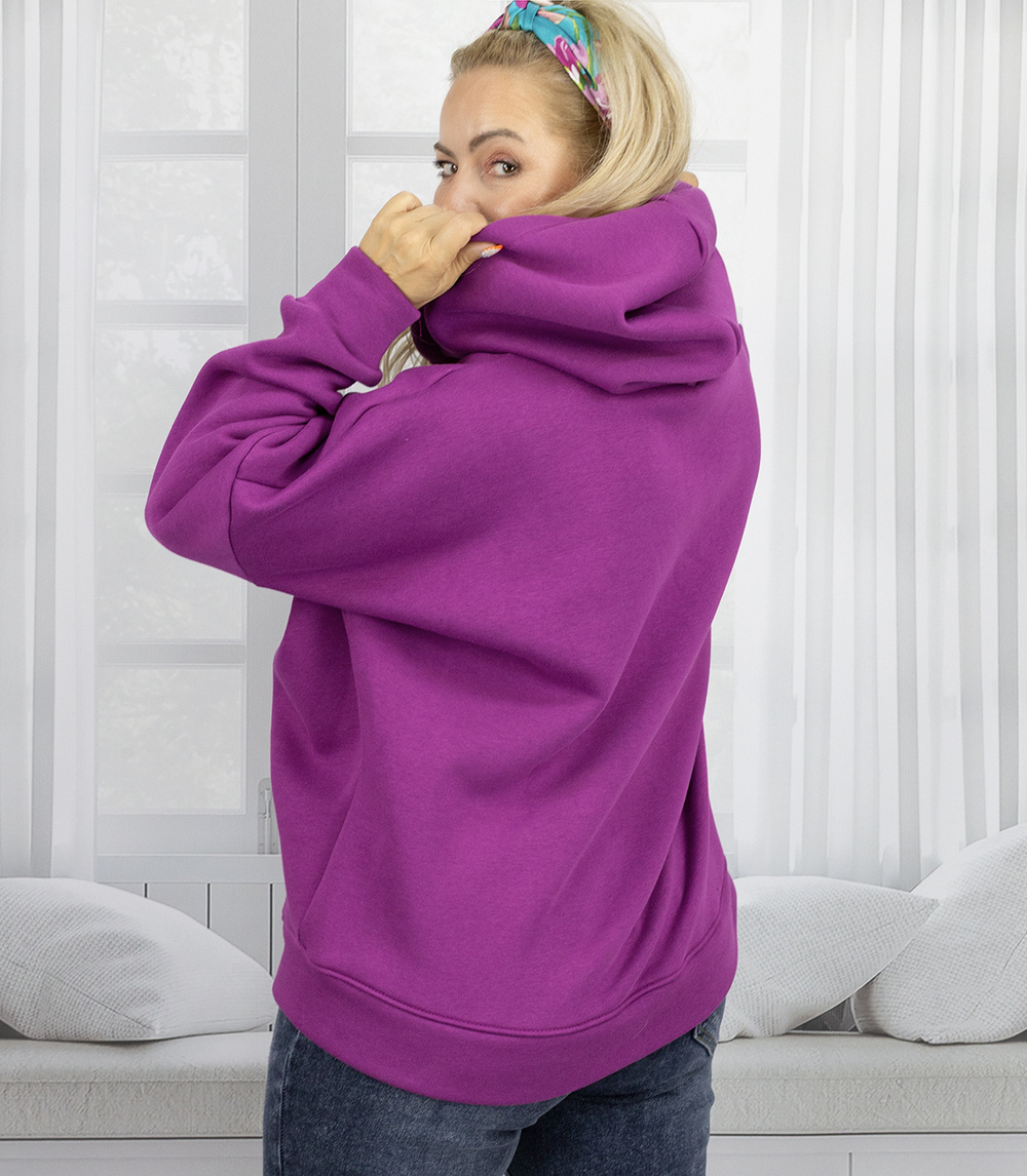 Pri Warm women's sweatshirt one-color basic with hood BROOKLYN