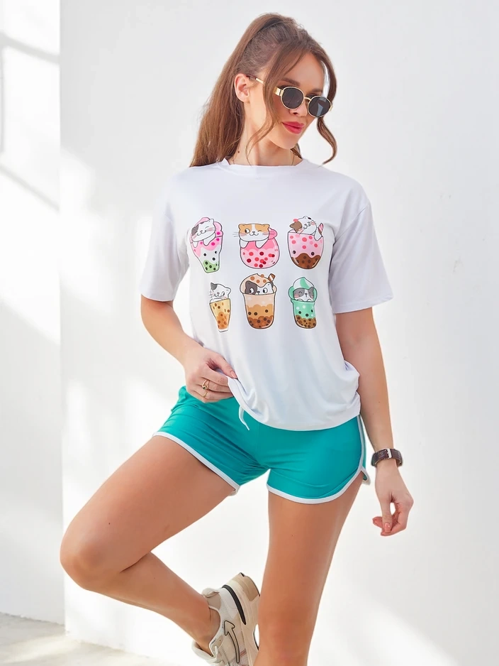 Resti Women's sports set with t-shirt and shorts Kitty Cat
