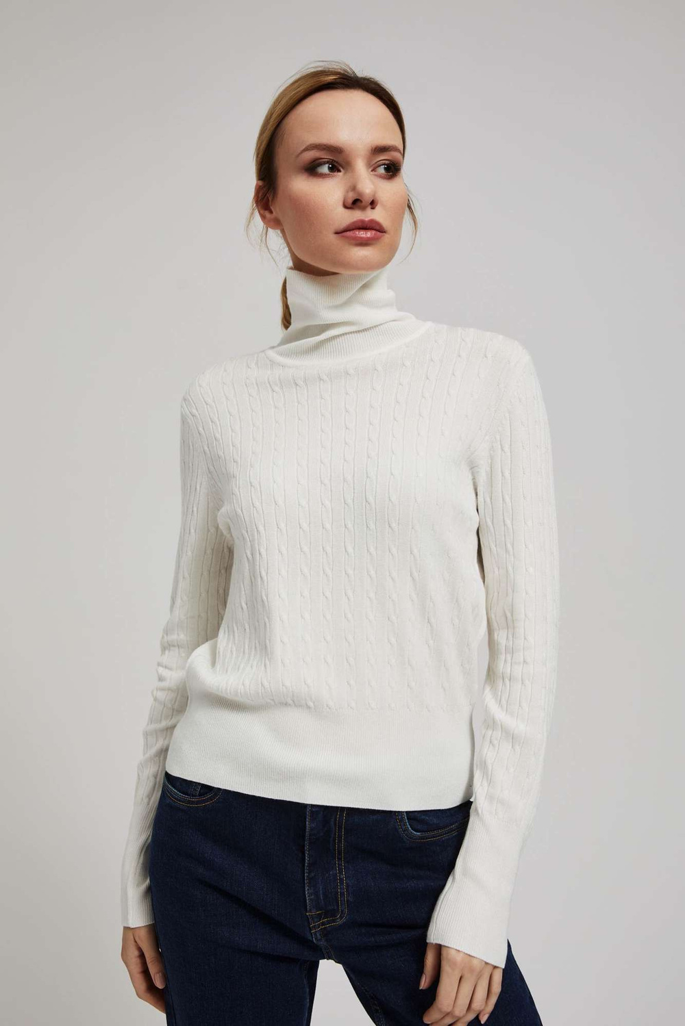 Marisse Thin Turtleneck Sweater, Pearl