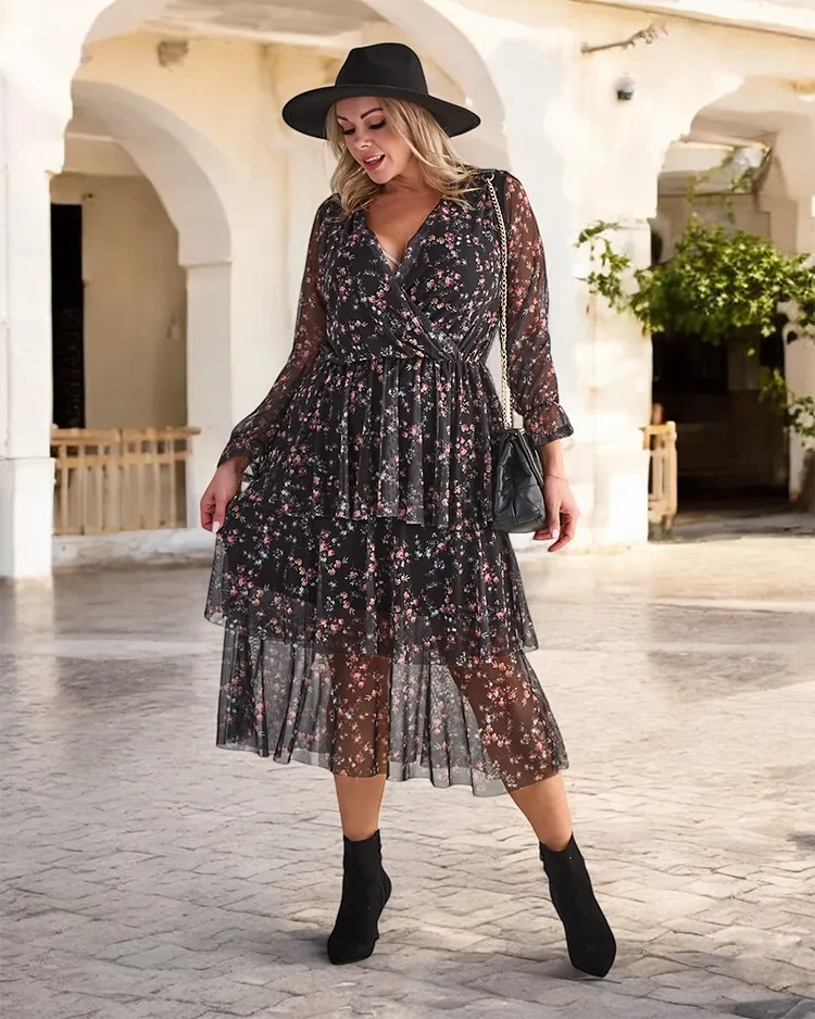 Resti Black patterned women's maxi dress