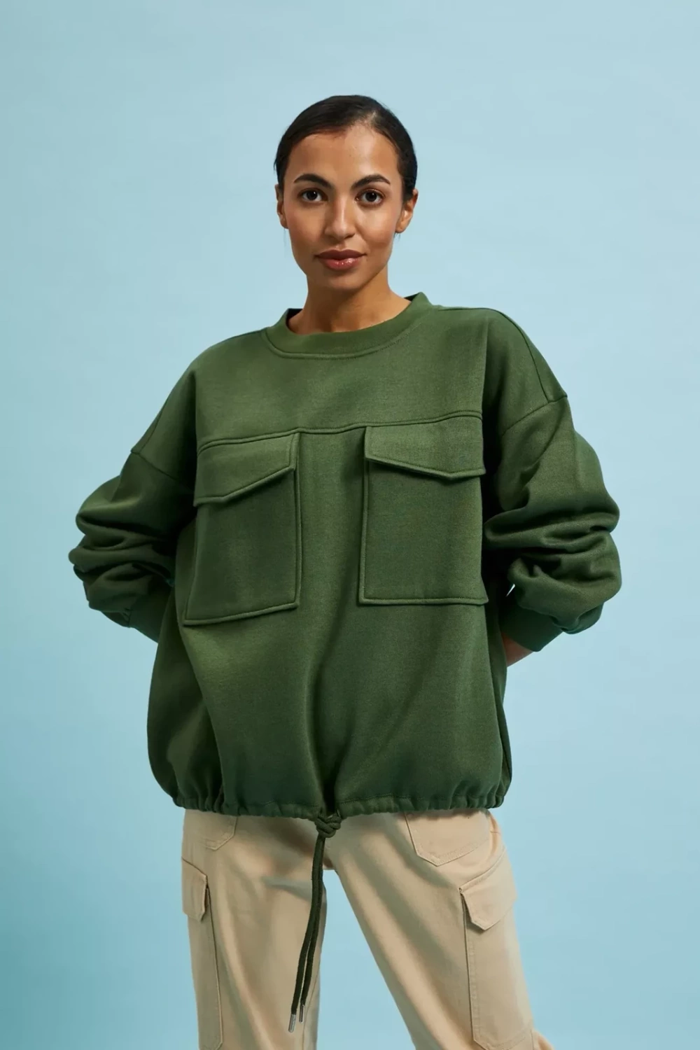 Marisse Women&#039;s Sweatshirt L-Bl-4311 Khaki