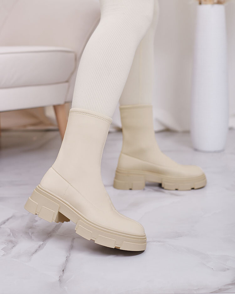 Resti Women&#039;s eco-suede boots in beige Classy Girl