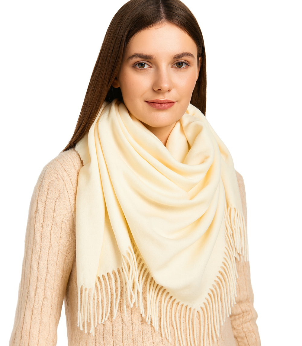 Pri One-color shawl shlik scarf with fringe GRACE