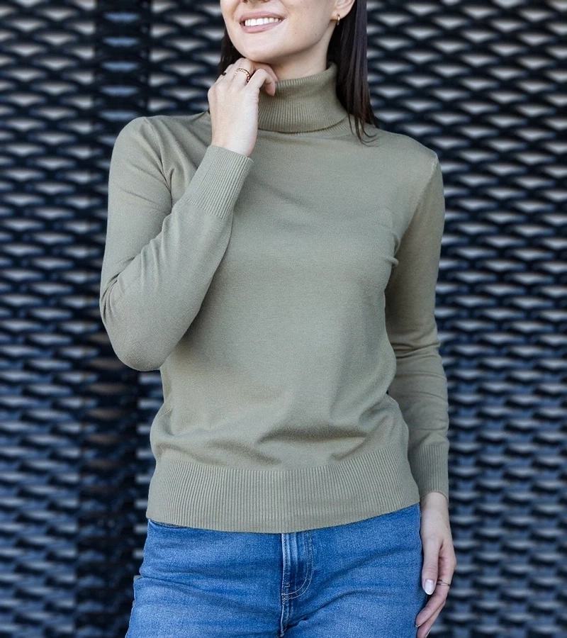 marka niezdefiniowana Green loose-fit turtleneck Nida