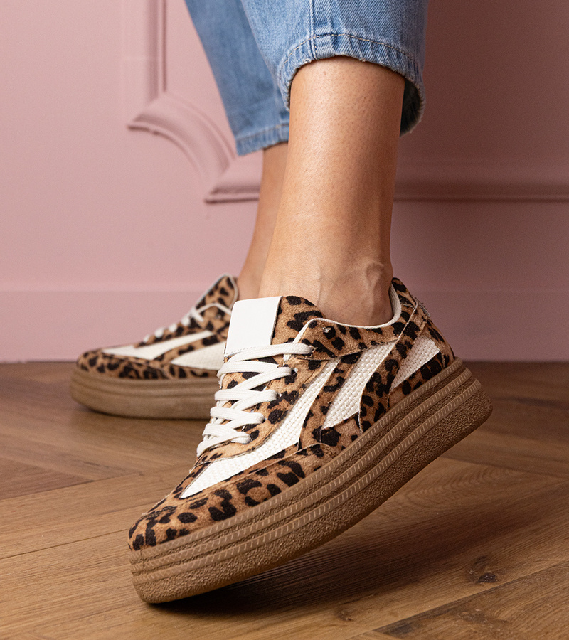 Gemre Adidași cu talpă groasă cu imprimeu de panteră Kamela