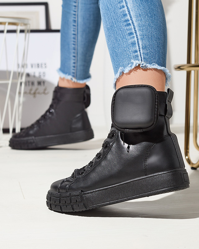 Resti Black women's sport shoes with pouch Efiffe- Footwear
