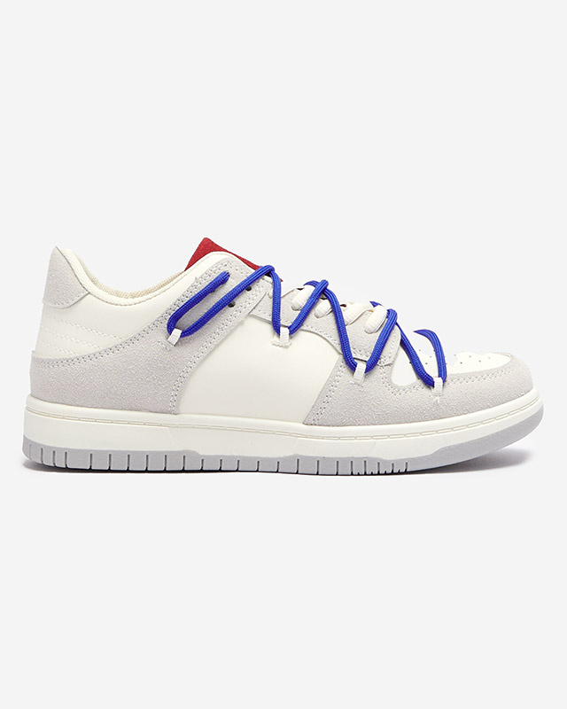 Resti White-gray women's sports sneakers with navy blue laces Olierinc - Footwear