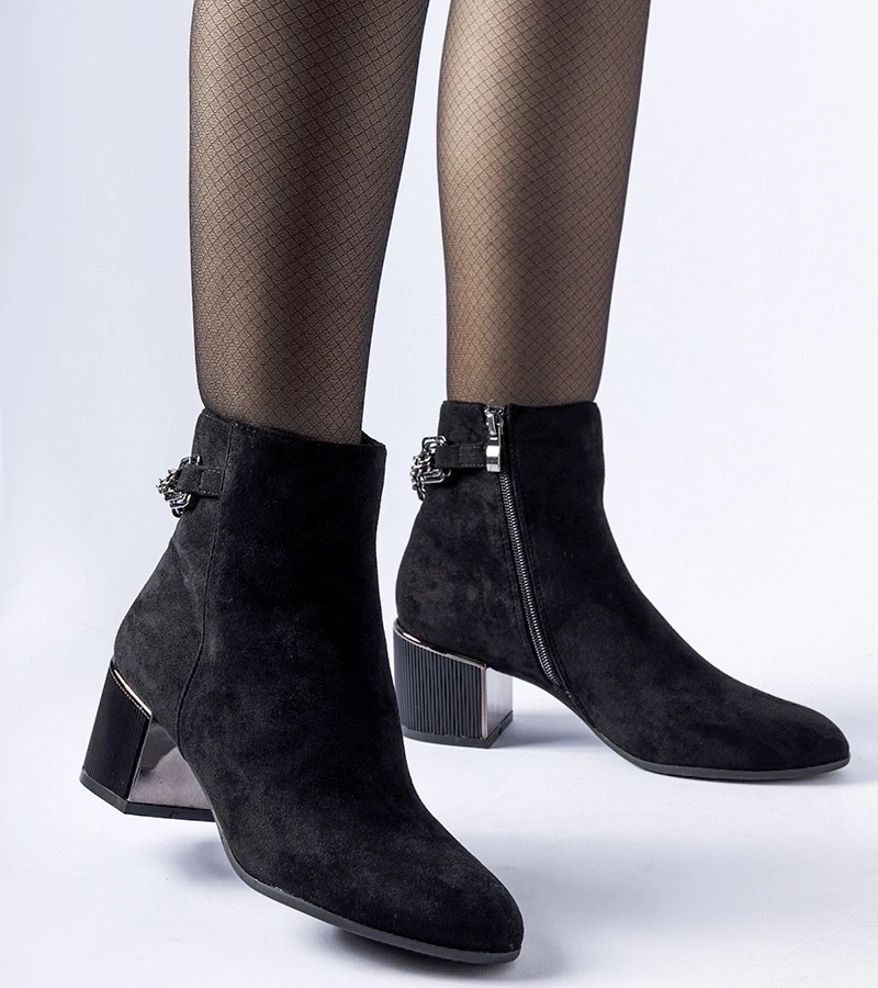 Gemre Bocanci negri cu lanțuleț din imitație de catifea Fenughedu