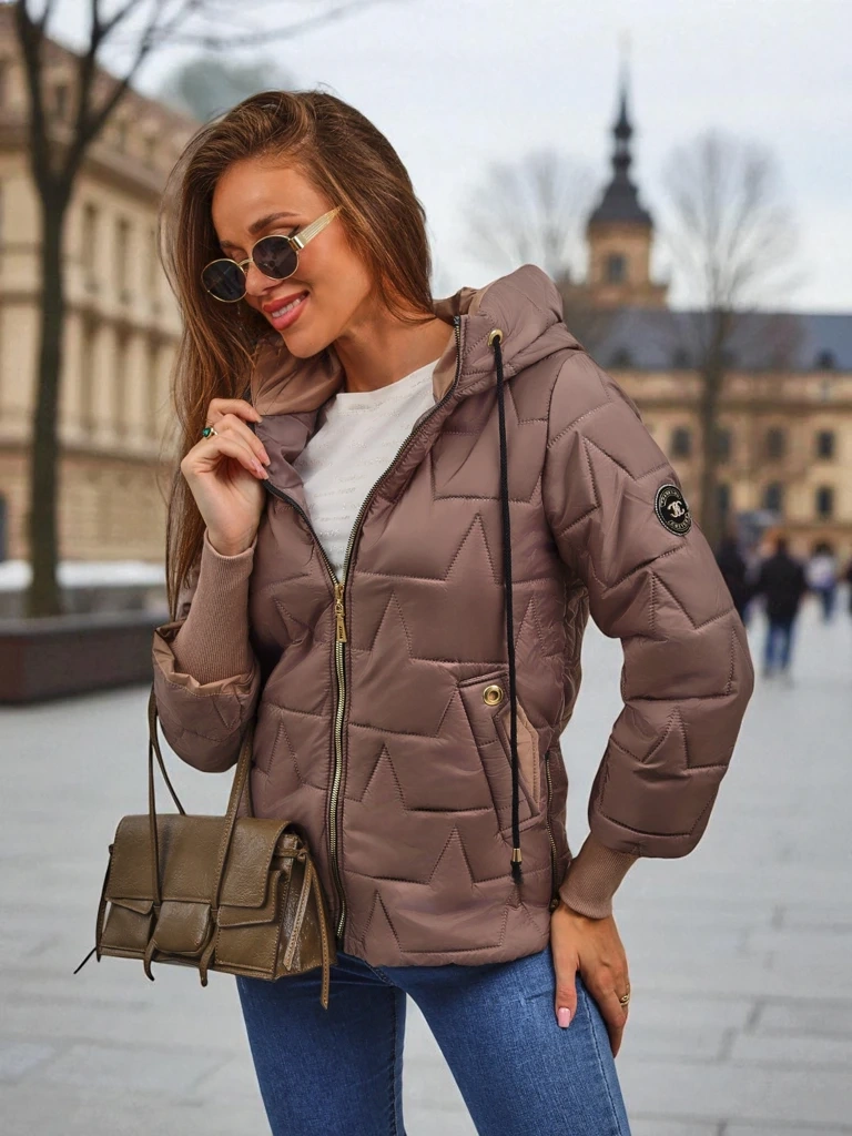 Resti Women's Quilted Jacket with Hood and Cuffs on Sleeves Silent Ridge