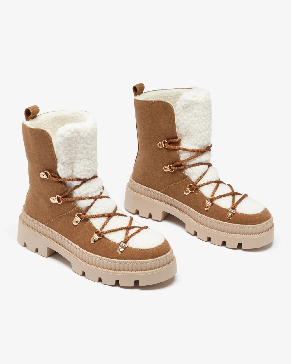 Resti Women&#039;s insulated trapper boots with sheepskin in camel Lery Walk