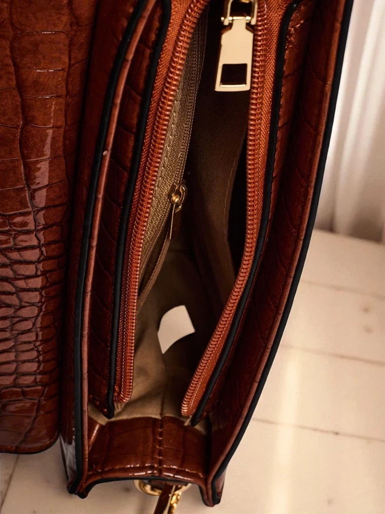 Resti Aurelia Elegante Camel - Women's Mini Suede-Patent Handbag Venezia Classico