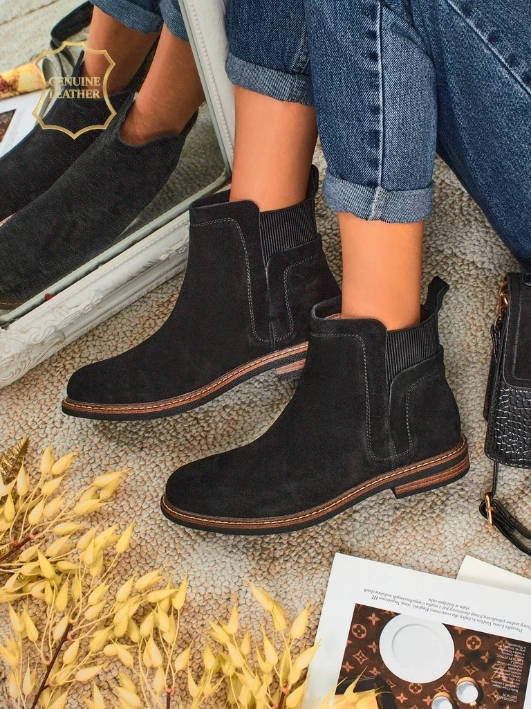 Resti Black Ariston Leather Suede Ankle Boots