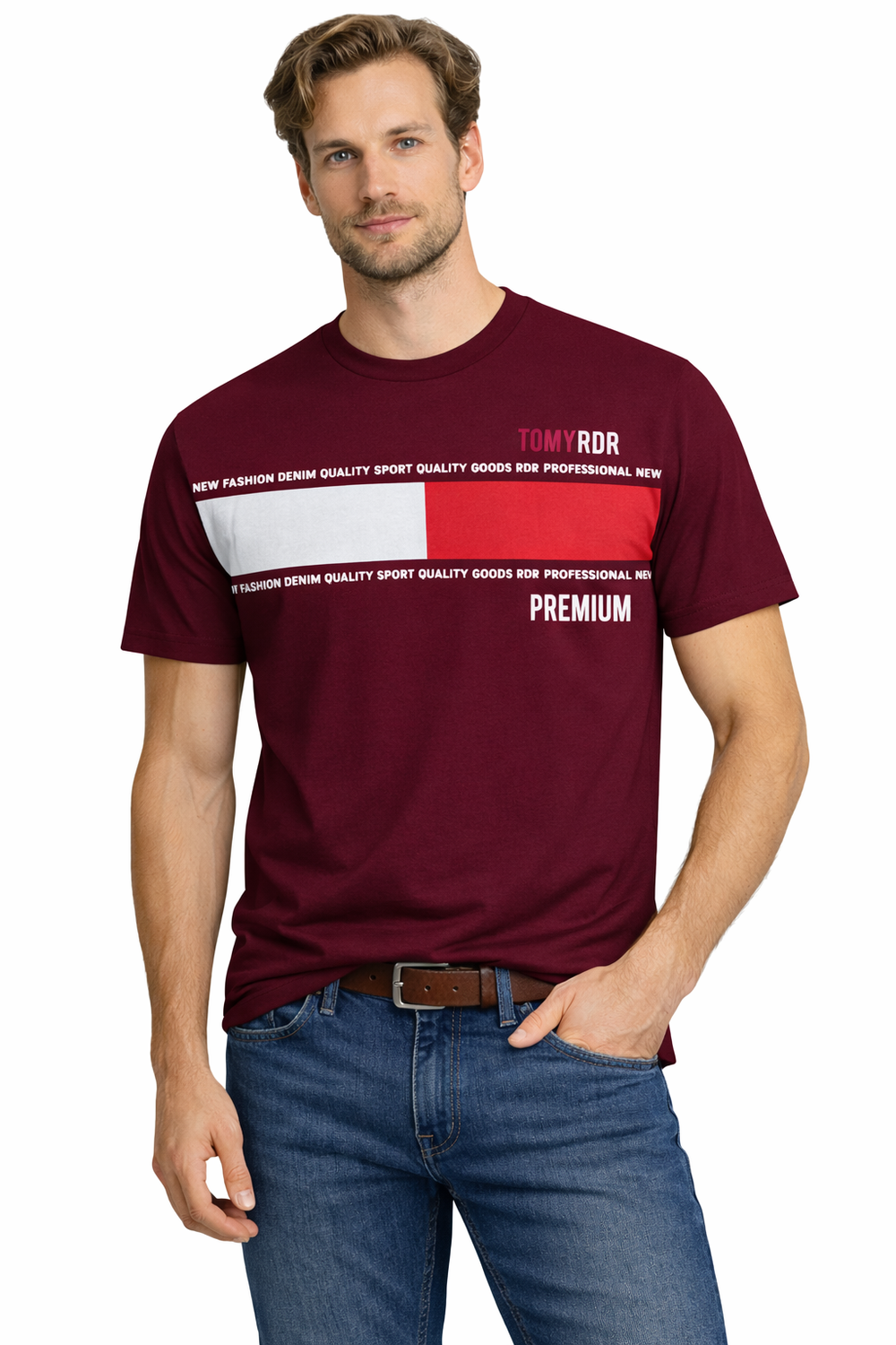 Мъжка тениска пуловер бордо