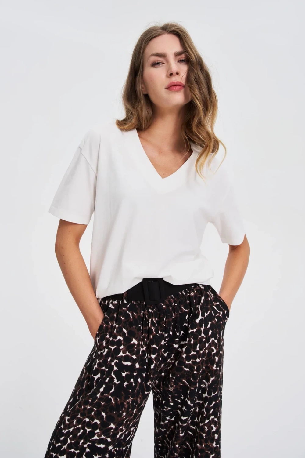 Marisse White V-Neck T-Shirt