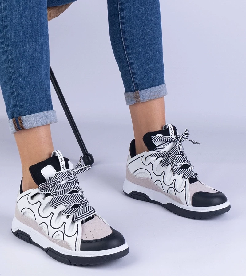 Gemre Adidași negri pentru femei cu șiret decorativ Grejs