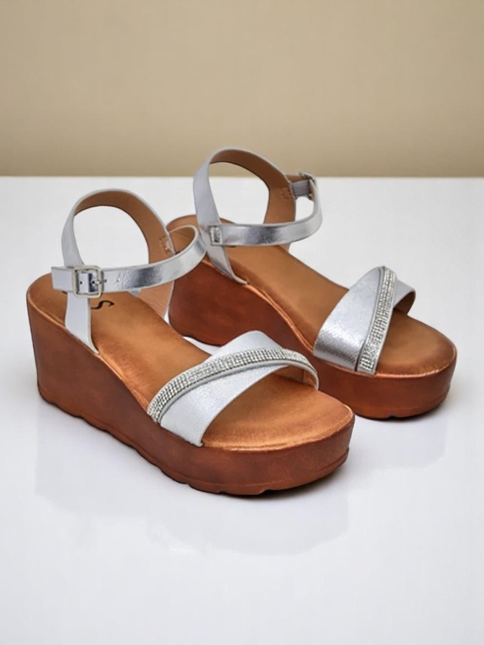 Resti Women's wedge sandals with rhinestones and glitter Aurora Glow