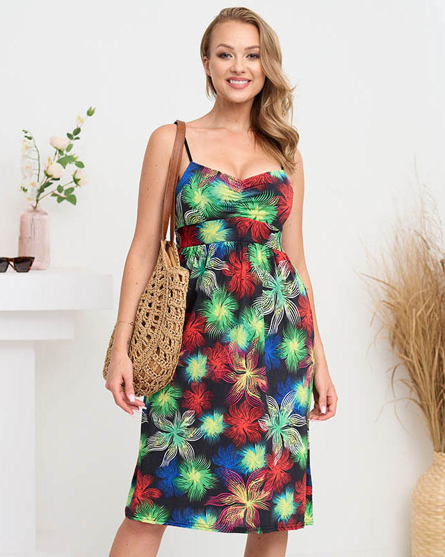 Resti Black and green women's dress with print- Clothing