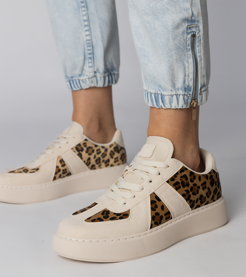 Gemre Adidași damă Toris bej cu imprimeu leopard