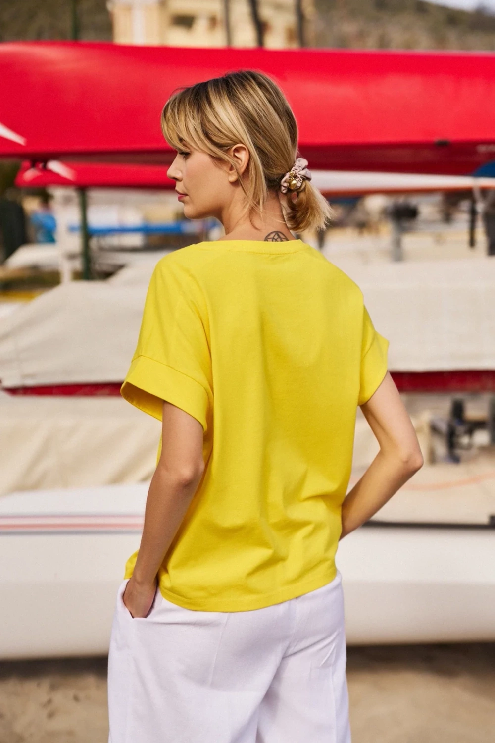 Marisse Yellow Cotton T-Shirt