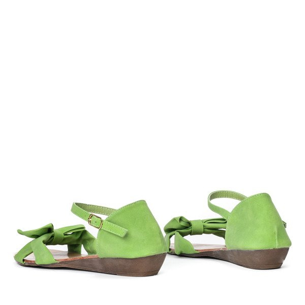 Resti Green sandals on a low heel with a bow Verbinea - Footwear