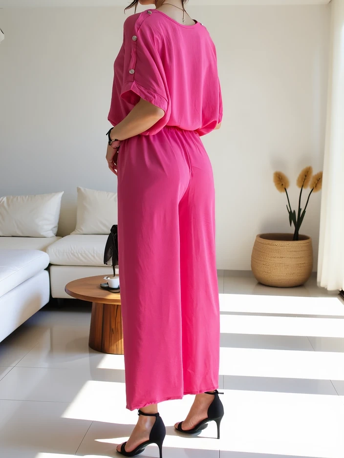 Resti Women's casual set with a short-sleeve blouse and wide trousers