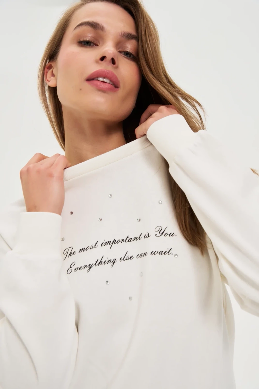 Marisse WOMEN&#039;S SWEATSHIRT Z-BL-4805 OFF WHITE