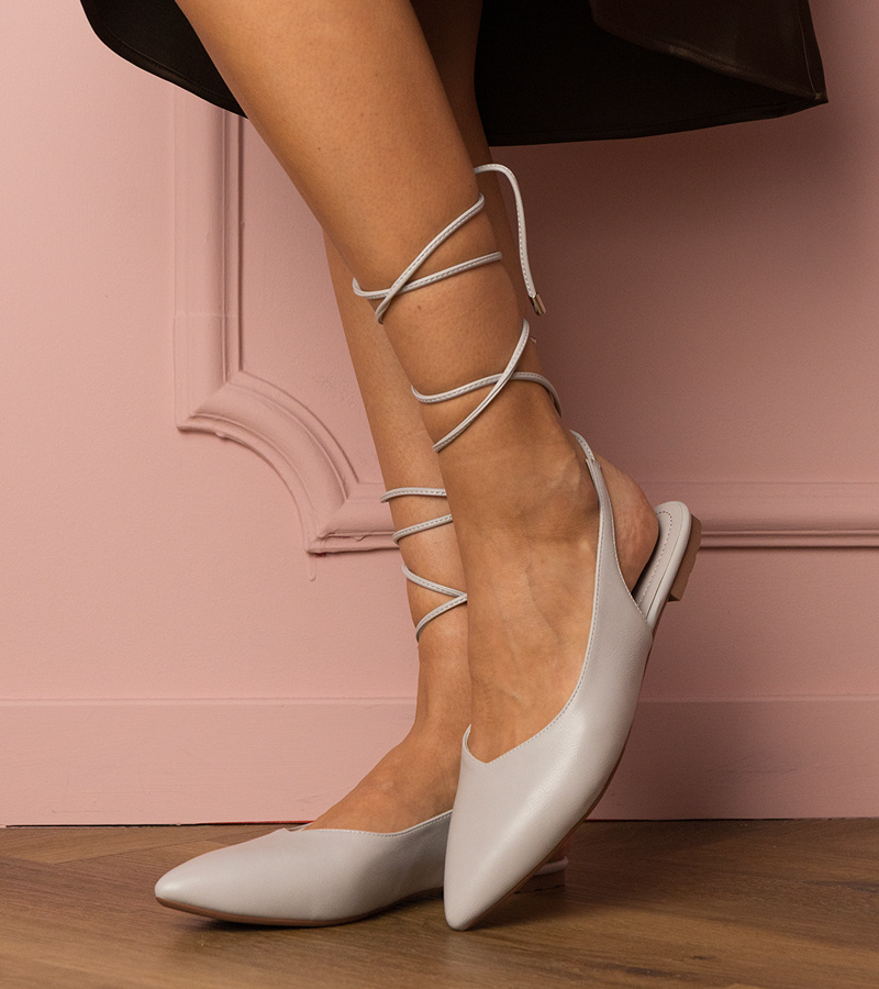 Gemre Pantofi gri cu toc jos din piele ecologică Terry