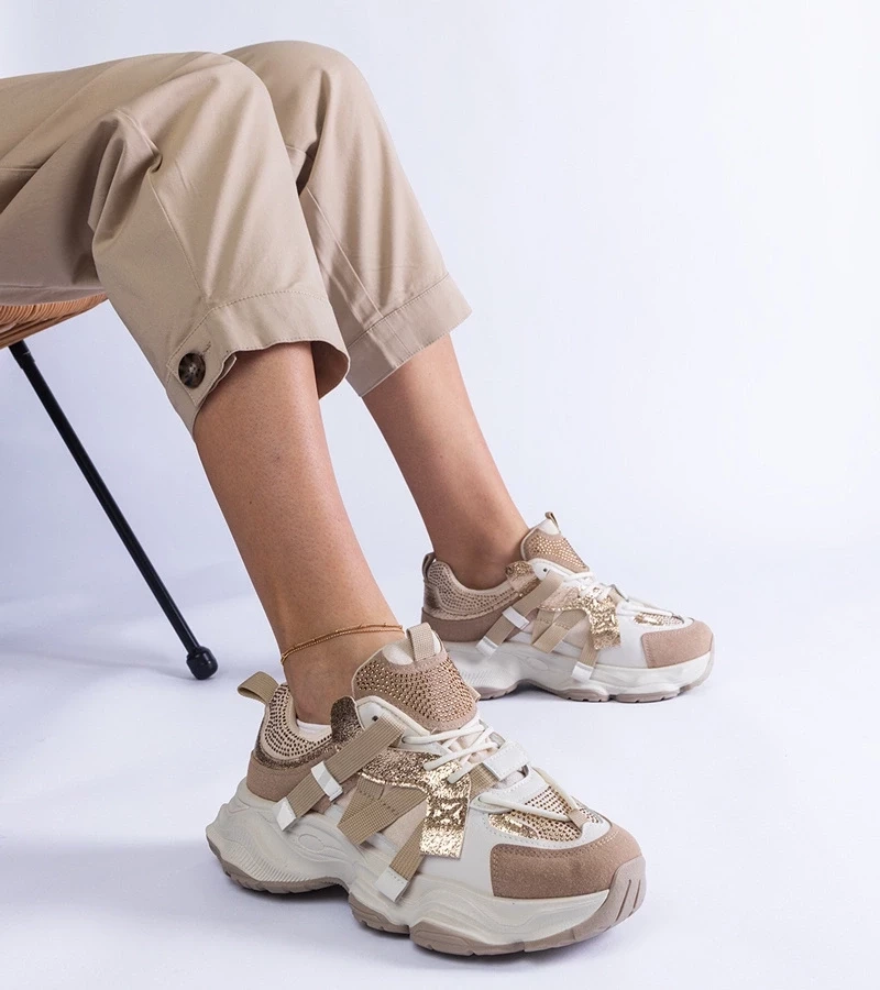 Gemre Adidași bej cu inserții aurii Candra