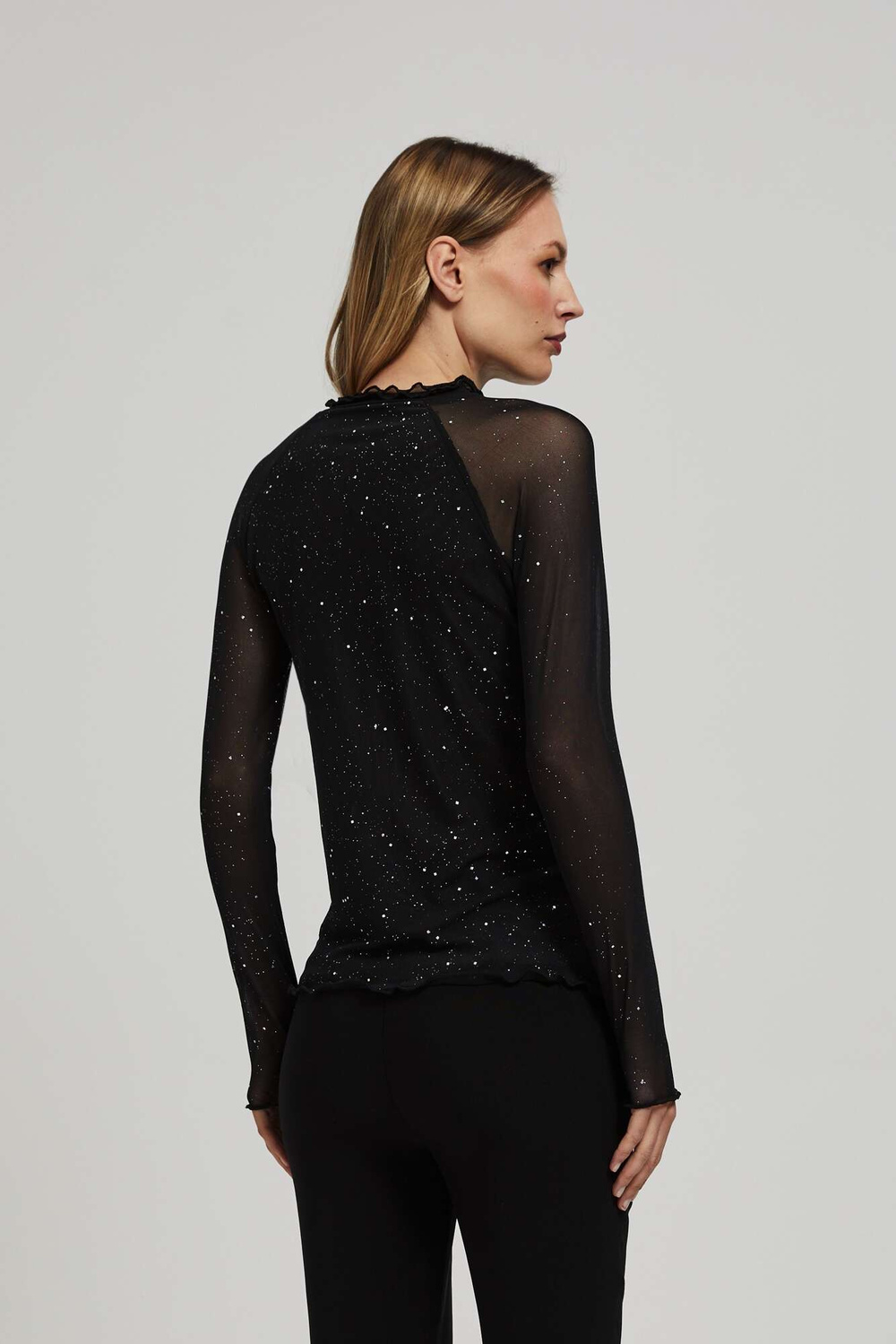 Blouse with transparent sleeves