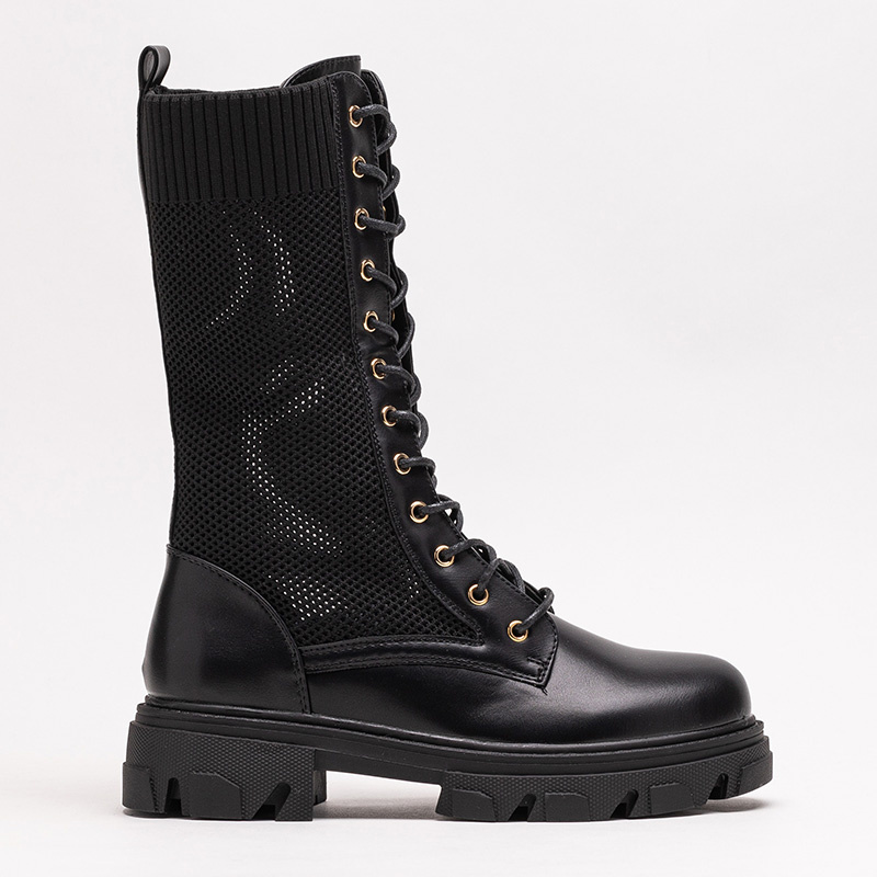 Resti Openwork black women&#039;s lace-up boots Buhomi - Footwear