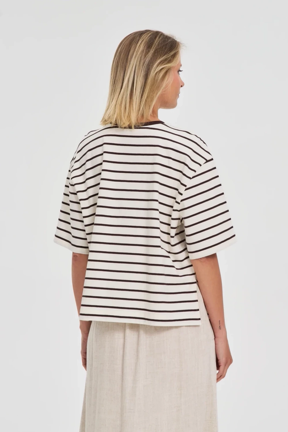 Marisse Brown Striped Oversize T-Shirt