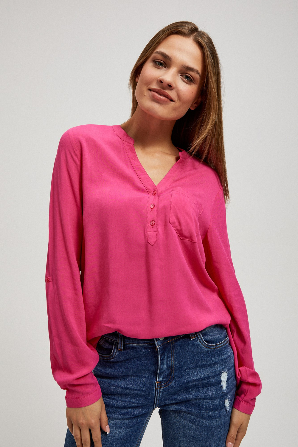 Marisse V-Neck Shirt With A Pocket
