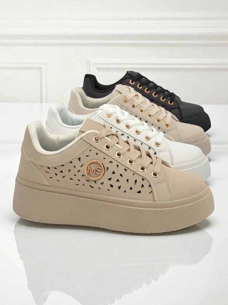Resti Cleo Ecru Platino – beige platform sneakers eco leather