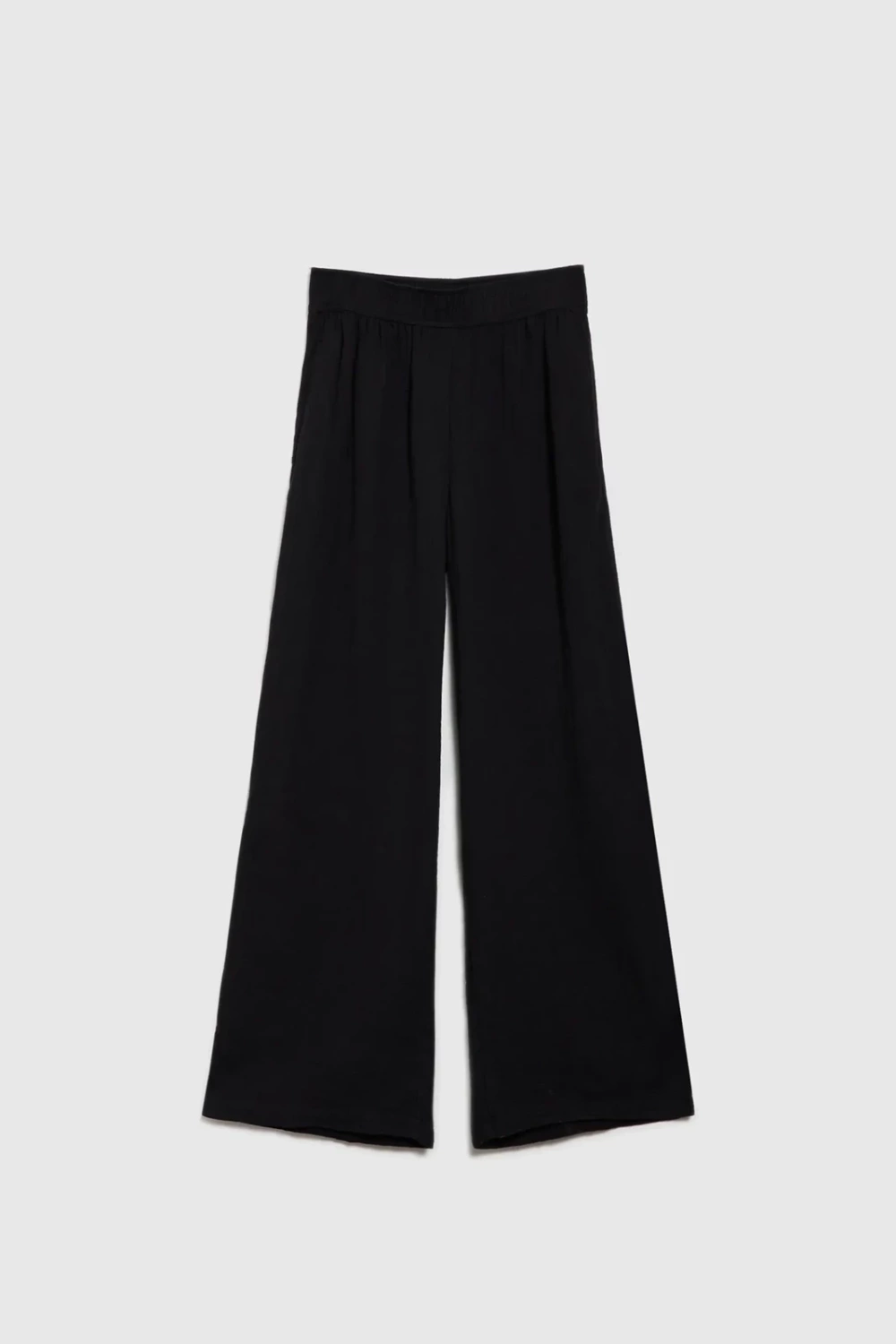 Marisse Black Cotton Wide-Leg Trousers