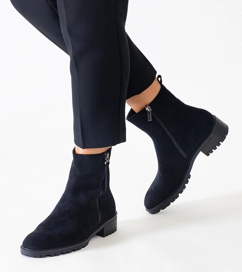 Gemre Cizme negre înalte cu platformă din eco-velur Zahra.