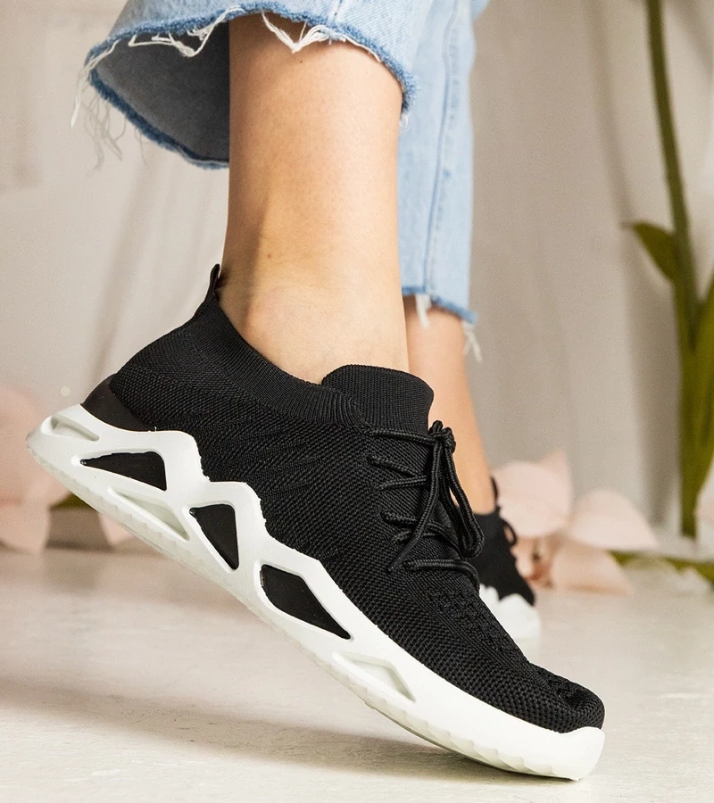 Gemre Adidași negri de damă cu guler tip șosetă Miyana