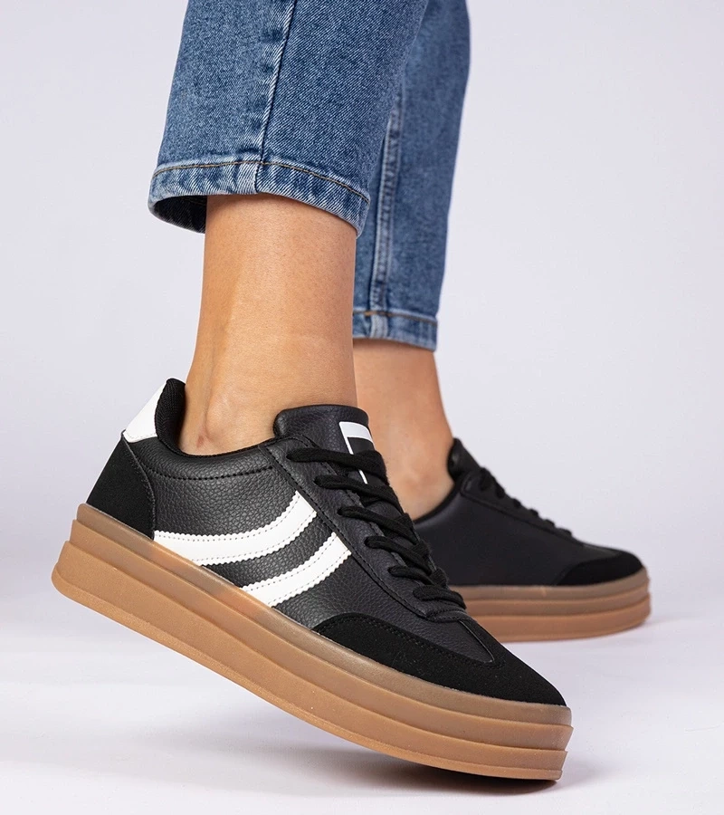 Gemre Adidași negri de damă pe platformă Melly