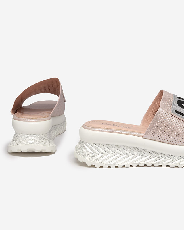 Dámske trblietavé šľapky Resti Pink