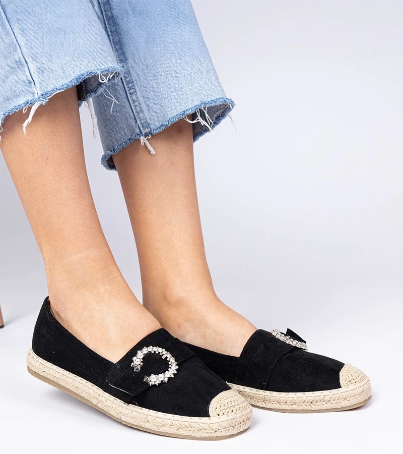 Gemre Espadrile negre decorate cu strasuri Maruta