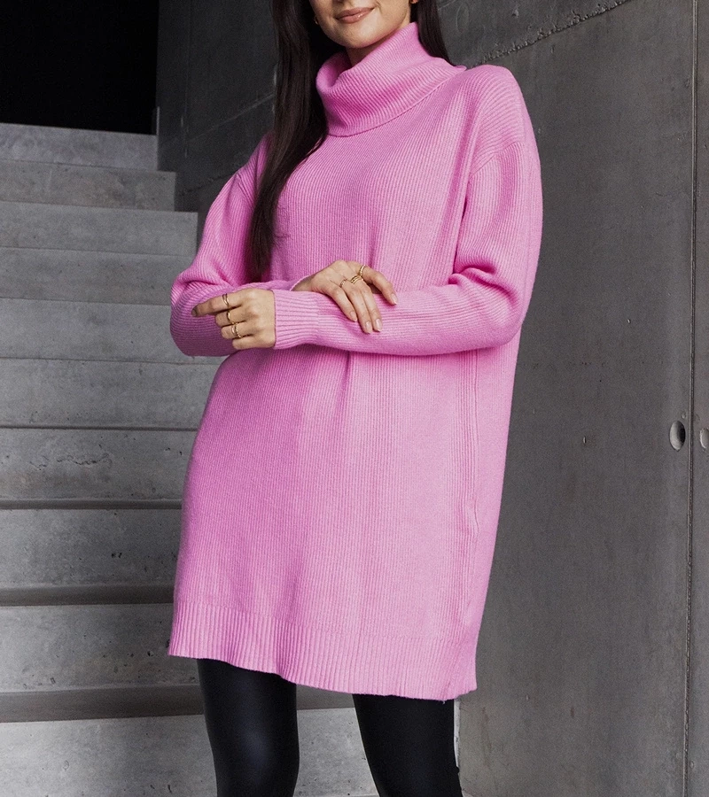 UR/CEO Long pink soft turtleneck sweater Kali