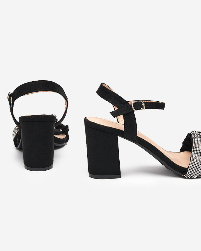 Resti Black women's sandals on a post with cubic zirconias Trieste - Footwear