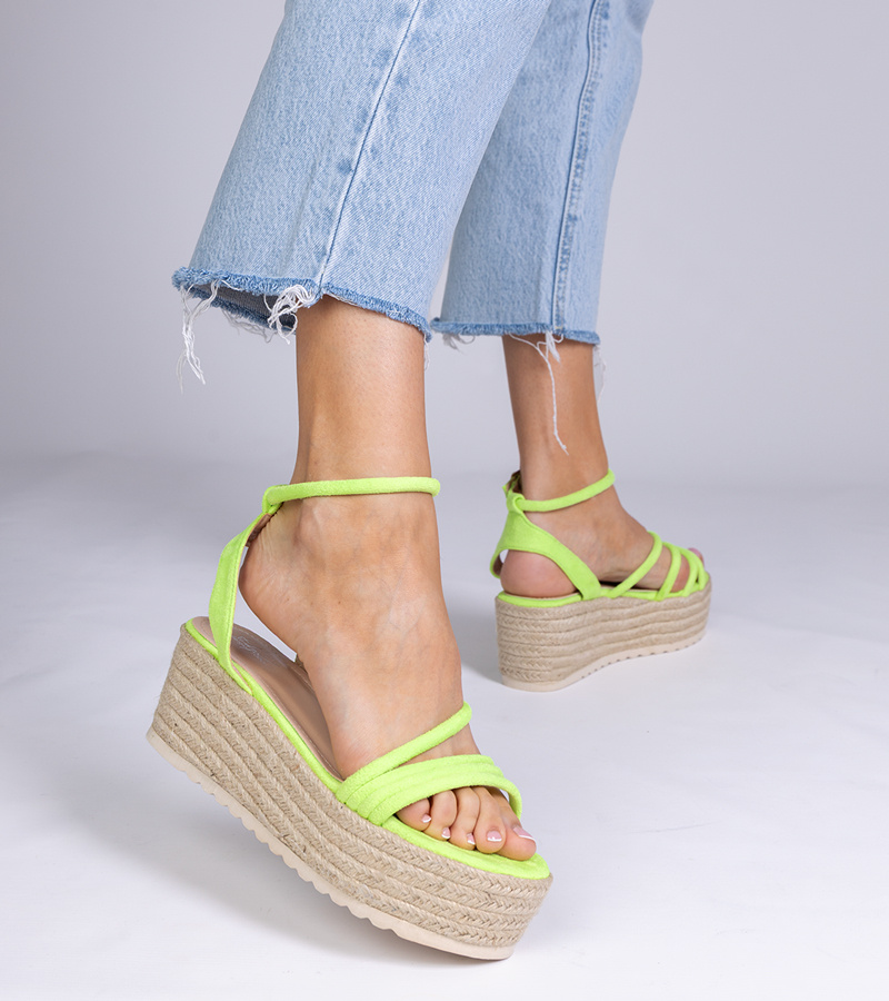 marka niezdefiniowana Green platform espadrille sandals Panola