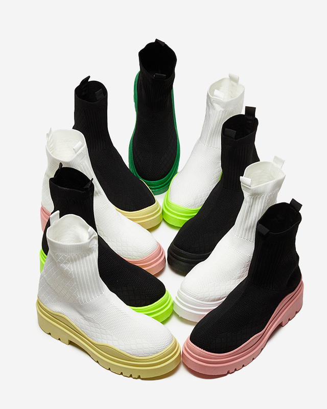 Resti White and yellow women's flat-heeled boots Seritis - Footwear